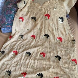 Indian Stylish Sequined beautiful top Shirt size M or L Unbranded Beige So